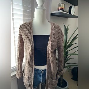 Long open knit cardigan